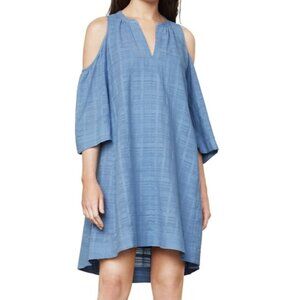 BCBG MAX AZRIA Regan Cold Shoulder Hi Lo Tunic Dress Coverup Shadow Blue Size XS